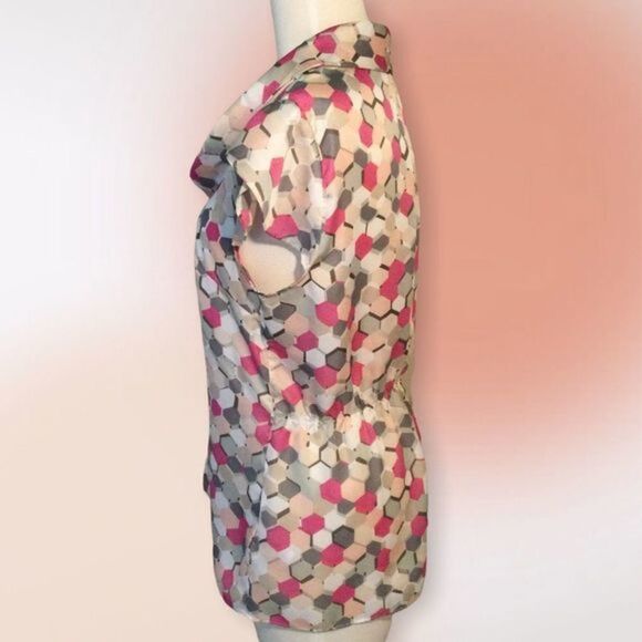 Banana Republic Semi Sheer Geo Print Pullover Top Med - Picture 4 of 10